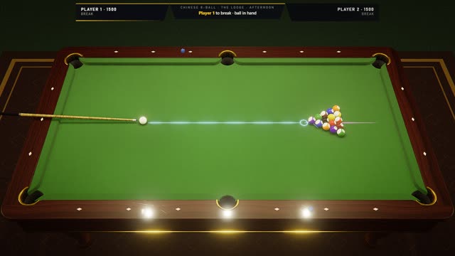 The table as a game of Chinese 8-ball starts, with the scoreboard