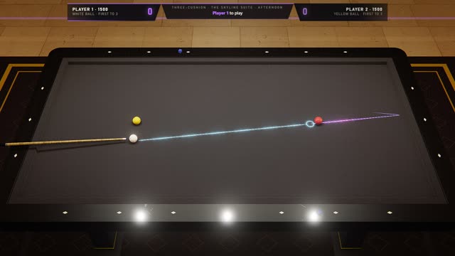 The table as a game of Three-cushion starts, with the scoreboard
