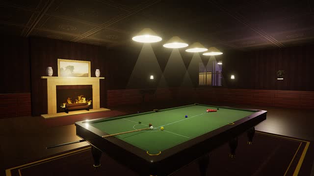 A snooker table by the fire in a Victorian room