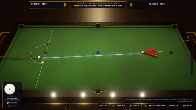 A snooker frame about to start, seen as it is played