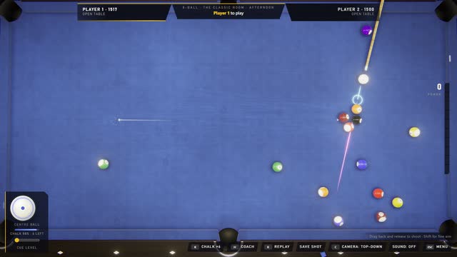 An 8-ball table from above after the break